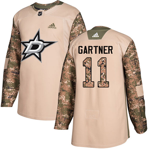 Adidas Stars #11 Mike Gartner Camo Authentic Veterans Day Stitched NHL Jersey